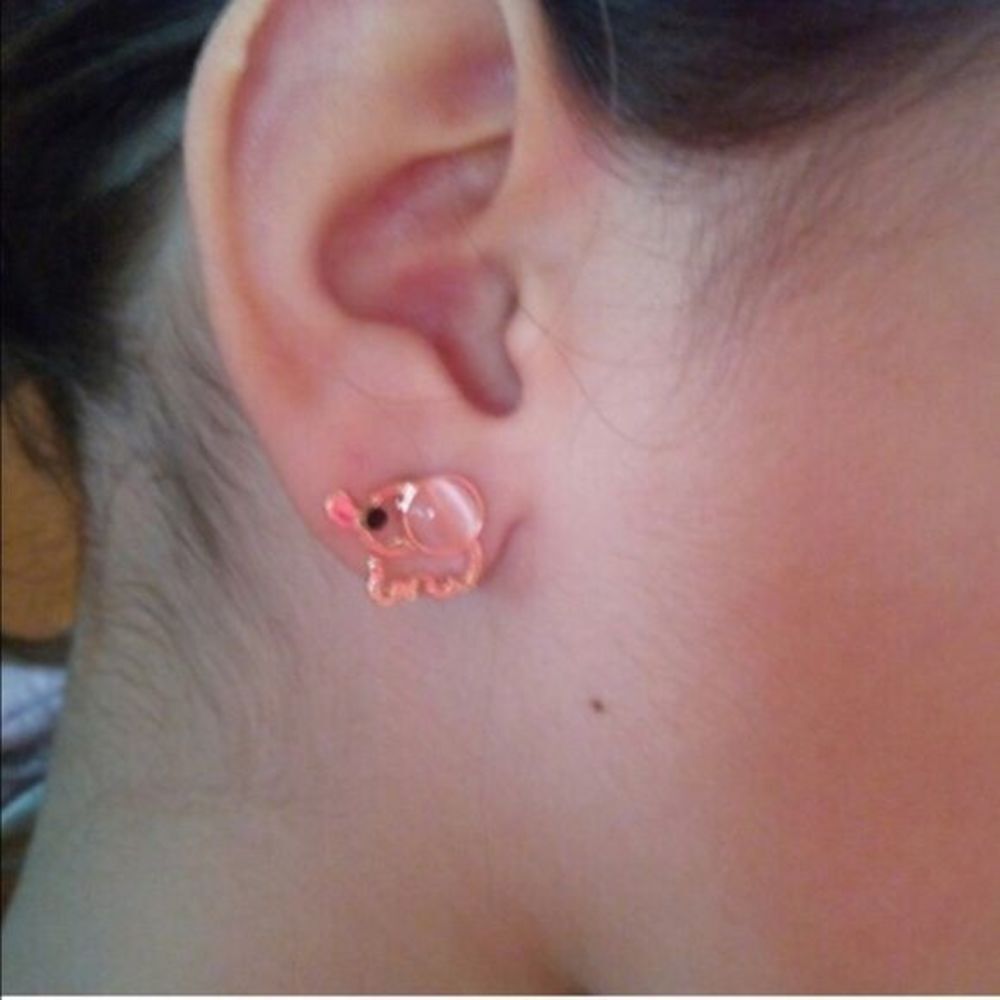 Pink Baby Elephant Earrings - Picture 4 of 4